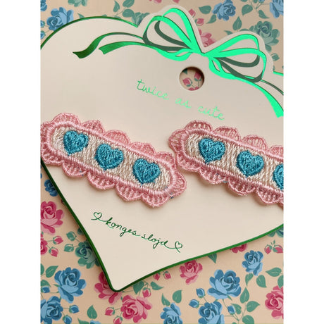 Konges Sløjd Buttercream 2 Pak Heart Embroidery Hårspænder
