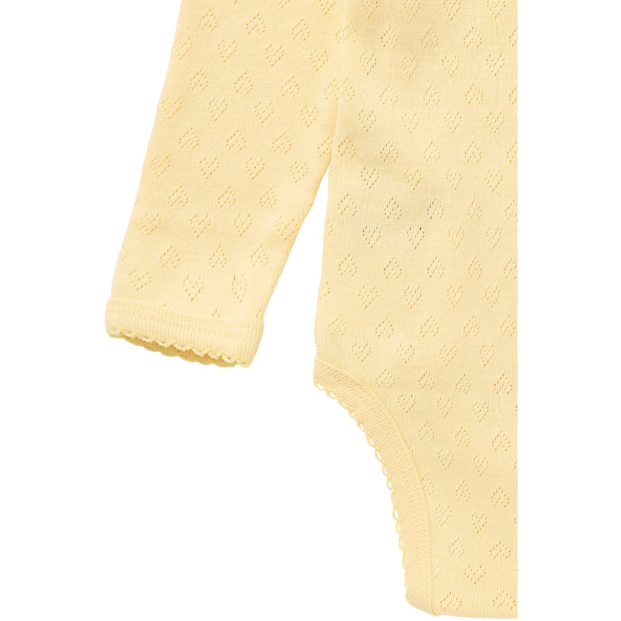 COPENHAGEN COLORS Pale Yellow Pointelle Heart Crossover Body Ls