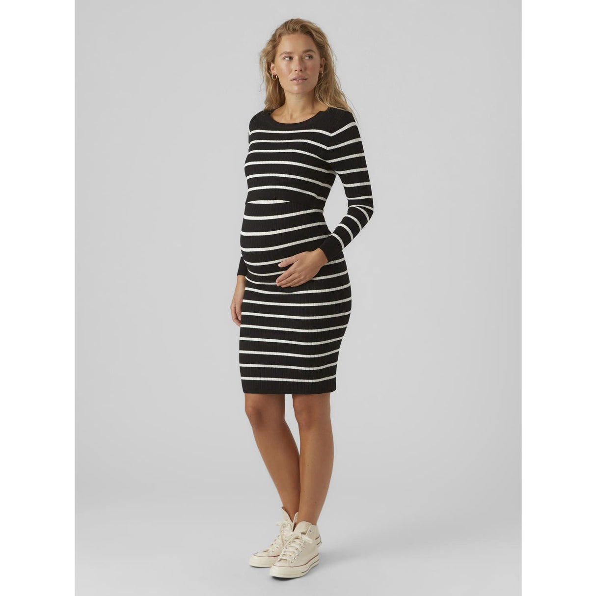 Mama;licious Black Snow White Mlnewsiv June Ls Uk Strik Kjole 2F A Noos