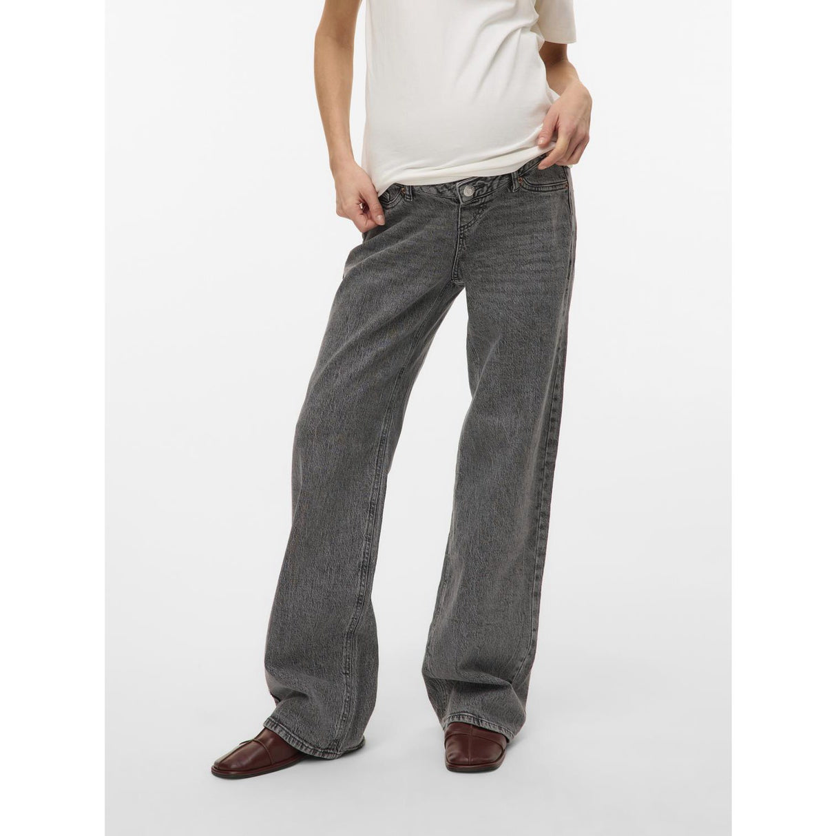 Vero Moda Maternity Medium Grey Denim Vmmtessa Wide Jeans Ra206 Ga Noos