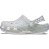 Crocs White Classic Iridescent Glitter Gloc