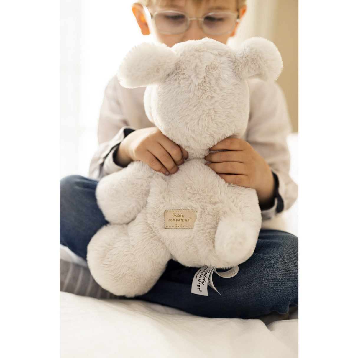 Teddykompaniet Grå Teddy Mocca - Hund, 34 Cm