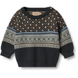 Wheat Navy Jaquard Pullover Julius
