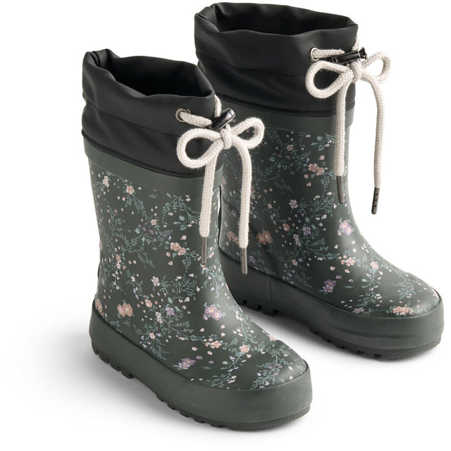 Wheat Forest Lake Checked Flowers Gummistøvler Thermo Print