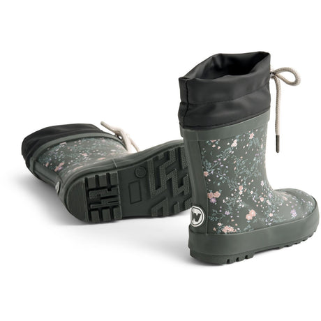 Wheat Forest Lake Checked Flowers Gummistøvler Thermo Print