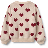 Wheat Offwhite Melange Jacquard Cardigan Hearts