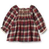 Wheat Red Blue Check Kjole L/S Lace Bella