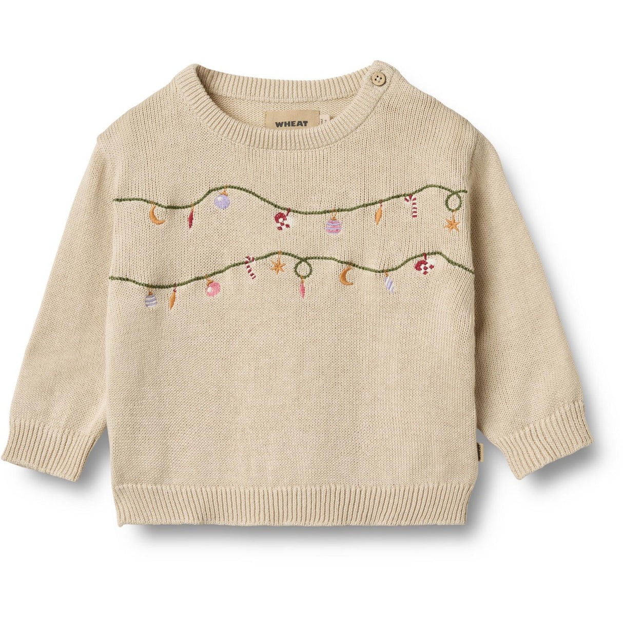 Wheat Offwhite Strik Pullover Embr. Lisa