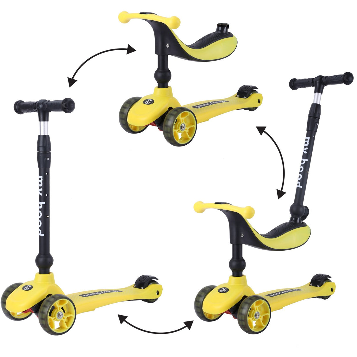 My Hood Yellow Kick'N'Ride Løbehjul