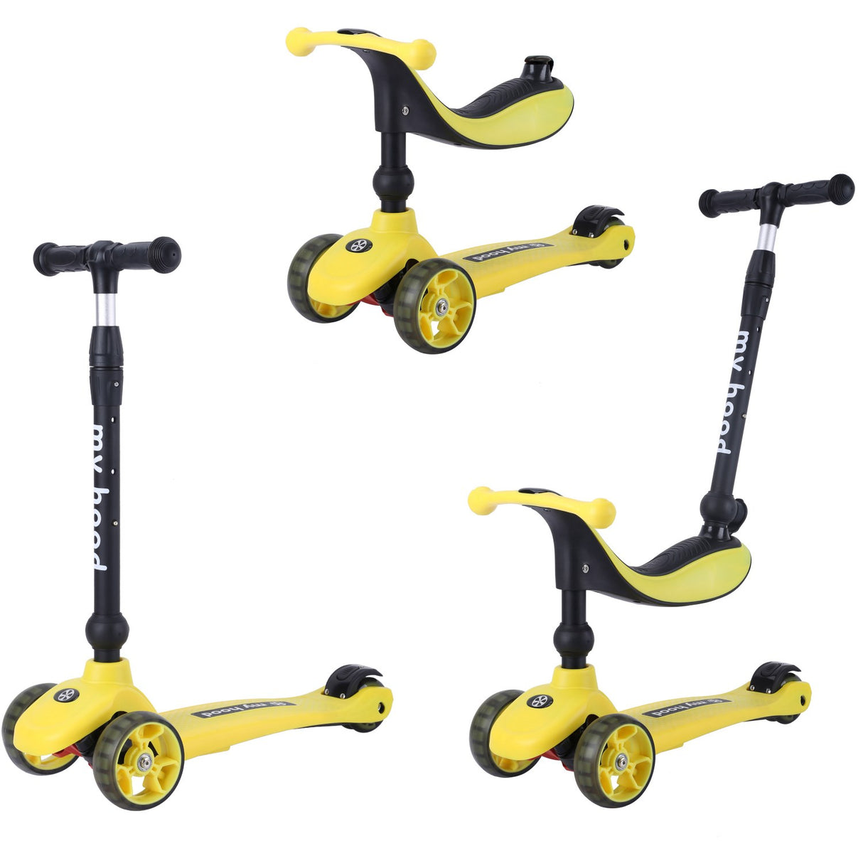 My Hood Yellow Kick'N'Ride Løbehjul