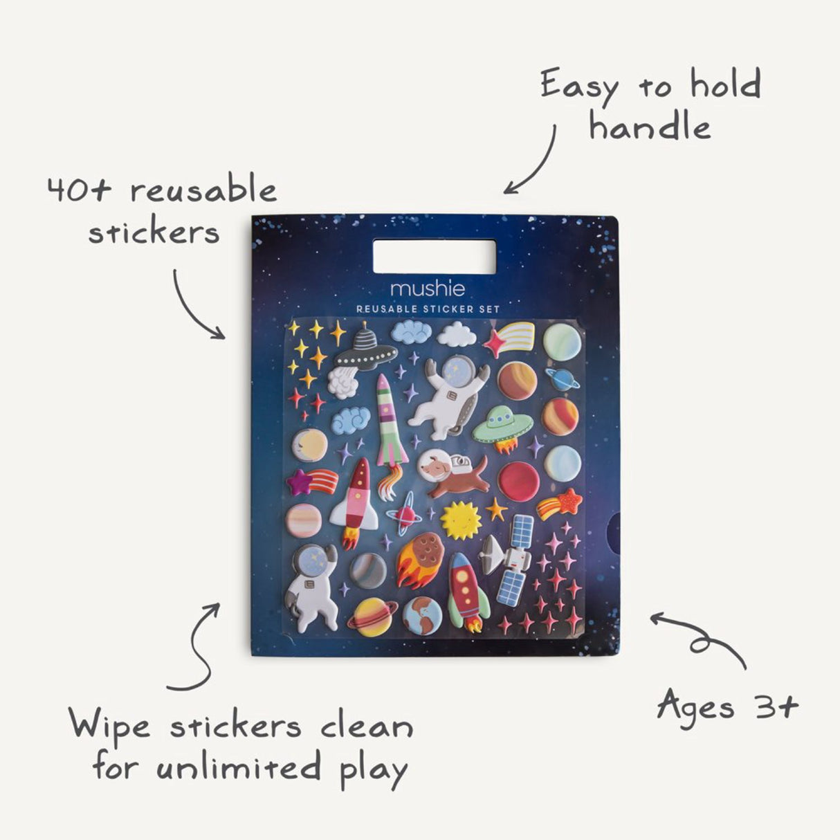 Mushie Dino Reusable Klistermærke Sæt