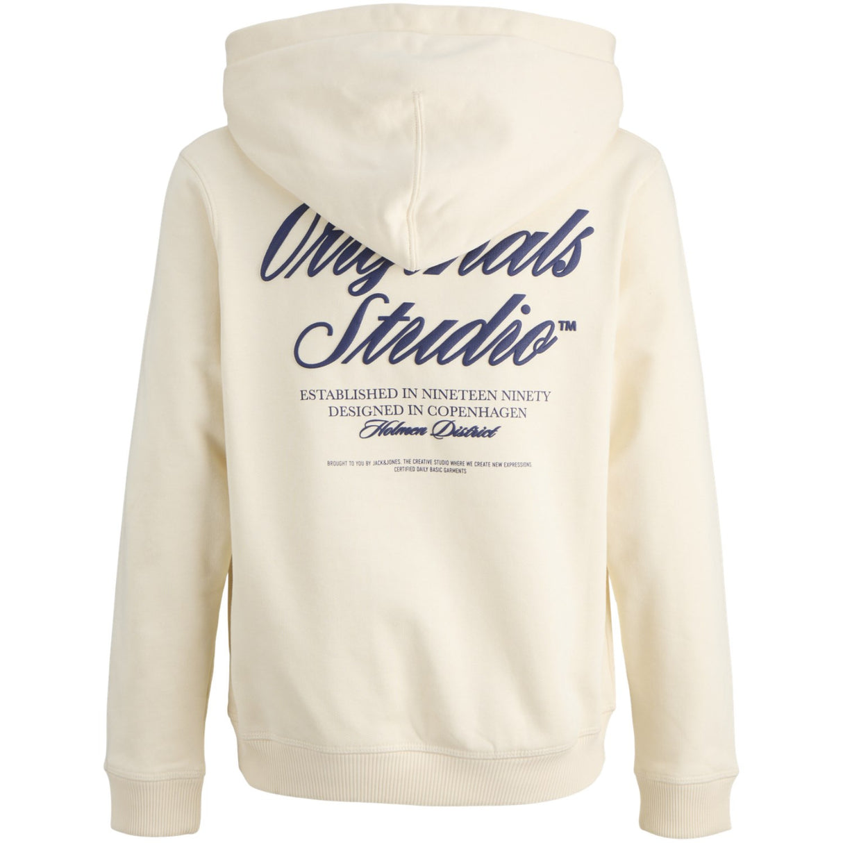 Jack & Jones Junior Antique White Jornorrebro Typo Back Sweat Hætte Sn Jnr
