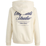 Jack & Jones Junior Antique White Jornorrebro Typo Back Sweat Hætte Sn Jnr
