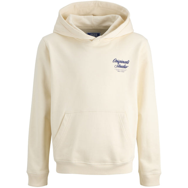 Jack & Jones Junior Antique White Jornorrebro Typo Back Sweat Hætte Sn Jnr
