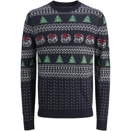 Jack & Jones Junior Sky Captain W. Holly Green Jjxmas Andrew Strik Crew Neck Jnr
