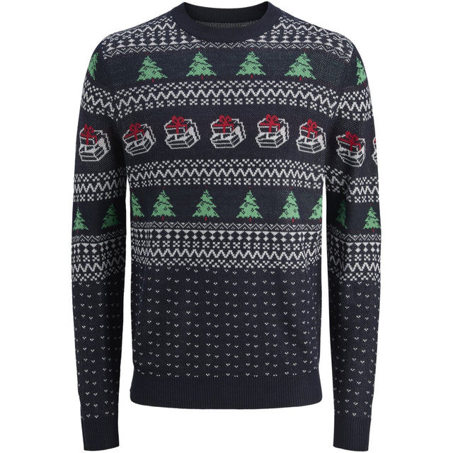 Jack & Jones Junior Sky Captain W. Holly Green Jjxmas Andrew Strik Crew Neck Jnr