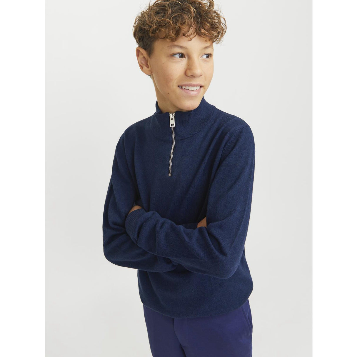 Jack & Jones Junior Navy Blazer Jjeemil Strik Half Zip Noos Jnr