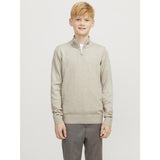 Jack & Jones Junior Oatmeal Melange Jjeemil Strik Half Zip Noos Jnr