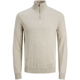 Jack & Jones Junior Oatmeal Melange Jjeemil Strik Half Zip Noos Jnr