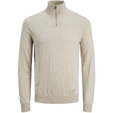 Jack & Jones Junior Oatmeal Melange Jjeemil Strik Half Zip Noos Jnr