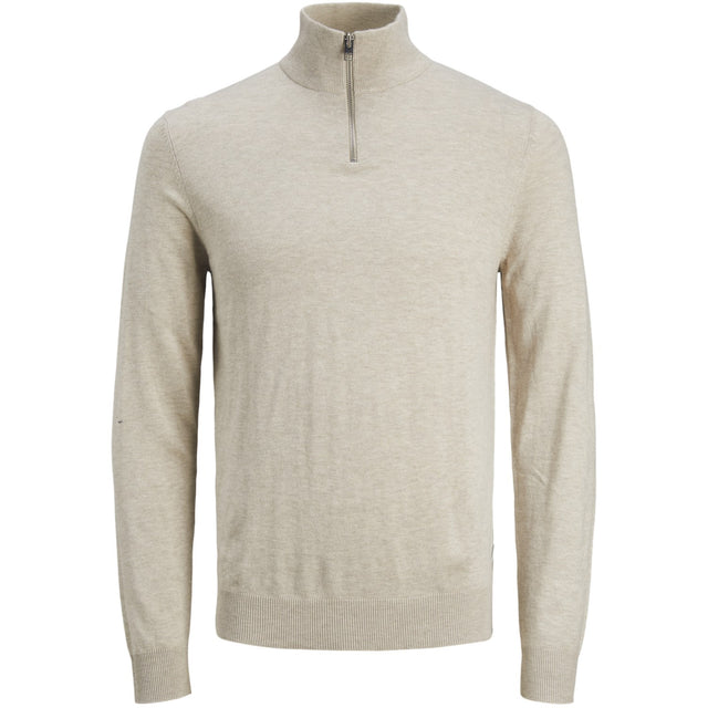 Jack & Jones Junior Oatmeal Melange Jjeemil Strik Half Zip Noos Jnr