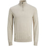 Jack & Jones Junior Oatmeal Melange Jjeemil Strik Half Zip Noos Jnr