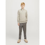 Jack & Jones Junior Oatmeal Melange Jjeemil Strik Half Zip Noos Jnr
