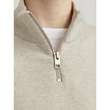 Jack & Jones Junior Oatmeal Melange Jjeemil Strik Half Zip Noos Jnr