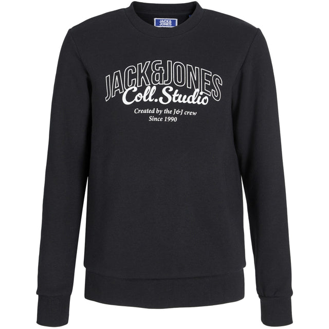 Jack & Jones Junior Black Big Print Jjmakoto Sweat Crew Neck Jnr