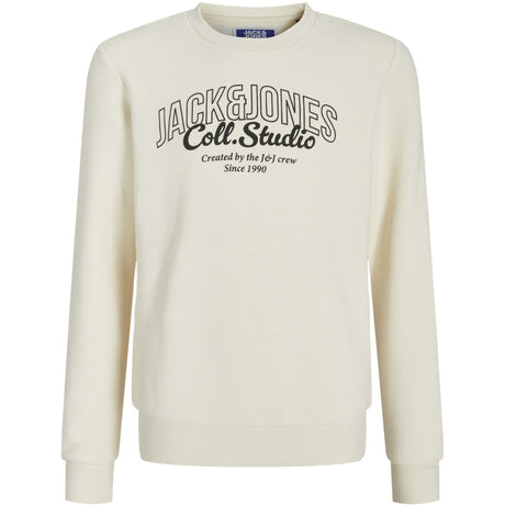 Jack & Jones Junior Antique White Big Print Jjmakoto Sweat Crew Neck Jnr