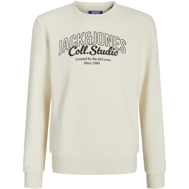 Jack & Jones Junior Antique White Big Print Jjmakoto Sweat Crew Neck Jnr