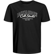 Jack & Jones Junior Black Big Print Jjmakoto Tee Ss Crew Neck Jnr