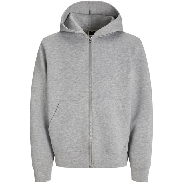 Jack & Jones Junior White Melange Jcocover Scuba Sweat Zip Hætte Jnr