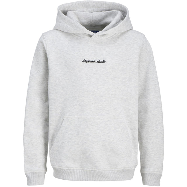 Jack & Jones Junior White Melange Jornorrebro Emb Sweat Hætte Noos Jnr
