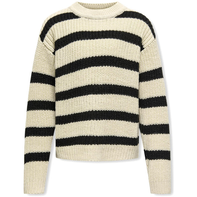 kids ONLY Eggnog Black Kogjusty L/S Stripe Pullover Knt Noos