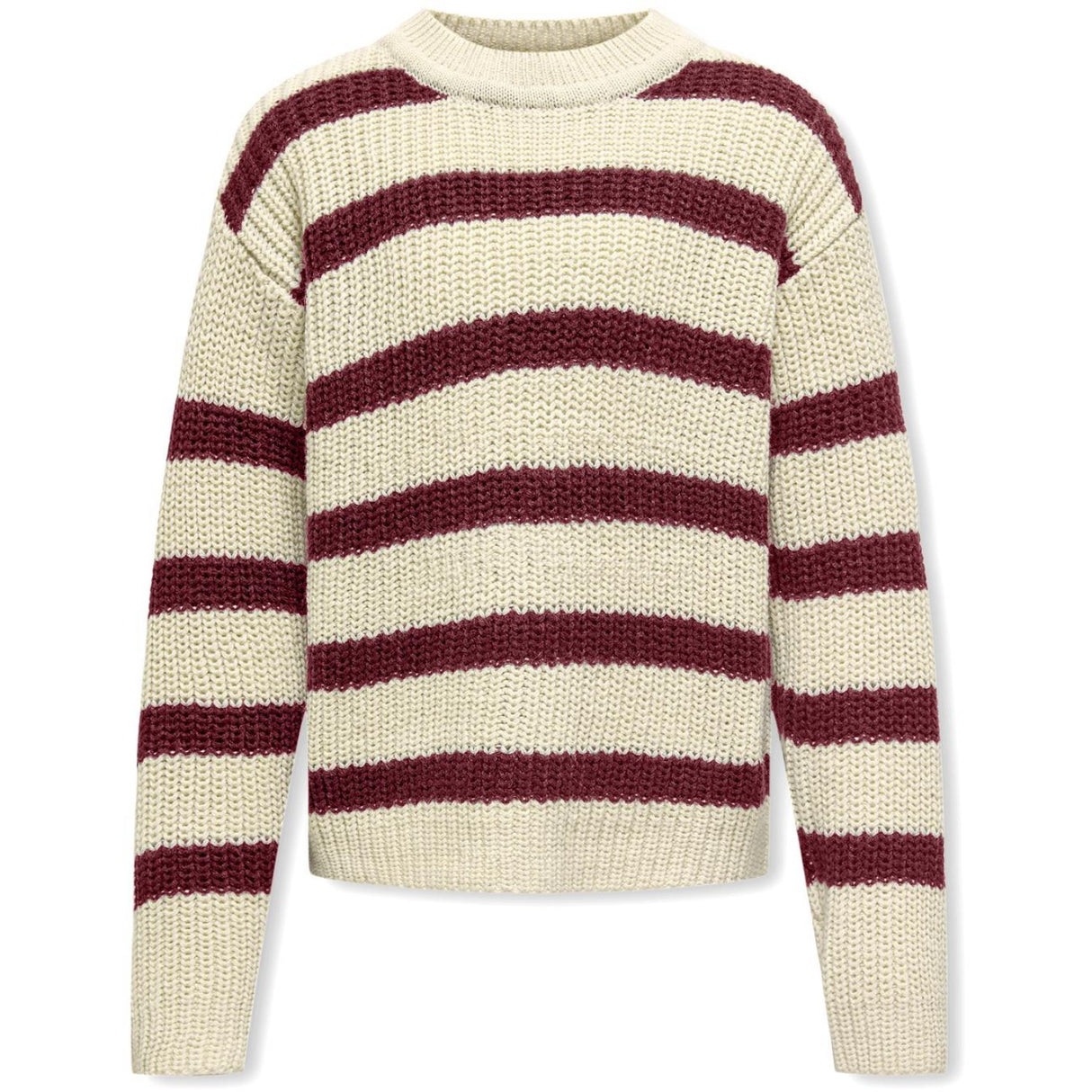 kids ONLY Eggnog Cabernet Kogjusty L/S Stripe Pullover Knt Noos
