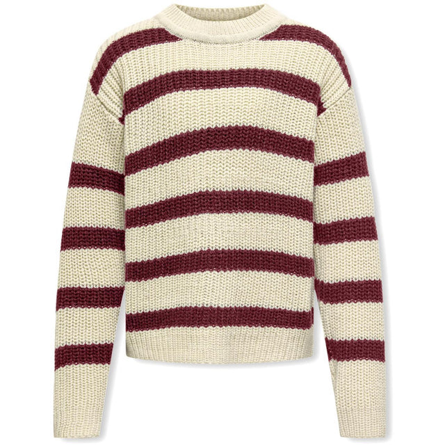 kids ONLY Eggnog Cabernet Kogjusty L/S Stripe Pullover Knt Noos