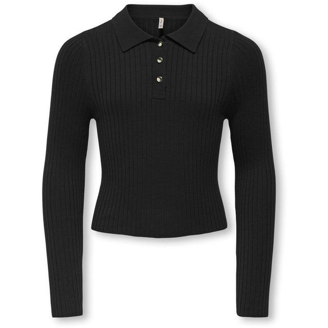 kids ONLY Black Gold Button Kogmila Ls Rib Knap Polo Neck Cp Knt