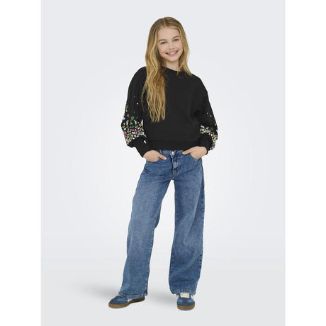 kids ONLY Black Sleeve Flower Kogbrooke L/S O-Neck Flower Swt Noos