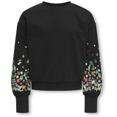 kids ONLY Black Sleeve Flower Kogbrooke L/S O-Neck Flower Swt Noos