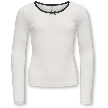 kids ONLY Cloud Dancer Black Bow Kogsofia L/S Sløjfe Top Jrs