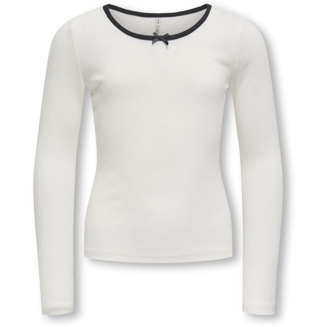 kids ONLY Cloud Dancer Black Bow Kogsofia L/S Sløjfe Top Jrs