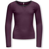 kids ONLY Mauve Wine Black Bow Kogsofia L/S Sløjfe Top Jrs