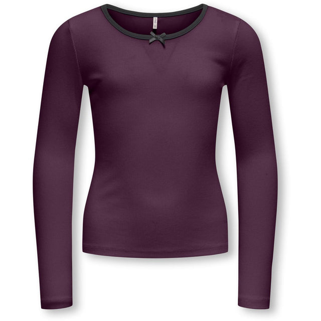 kids ONLY Mauve Wine Black Bow Kogsofia L/S Sløjfe Top Jrs