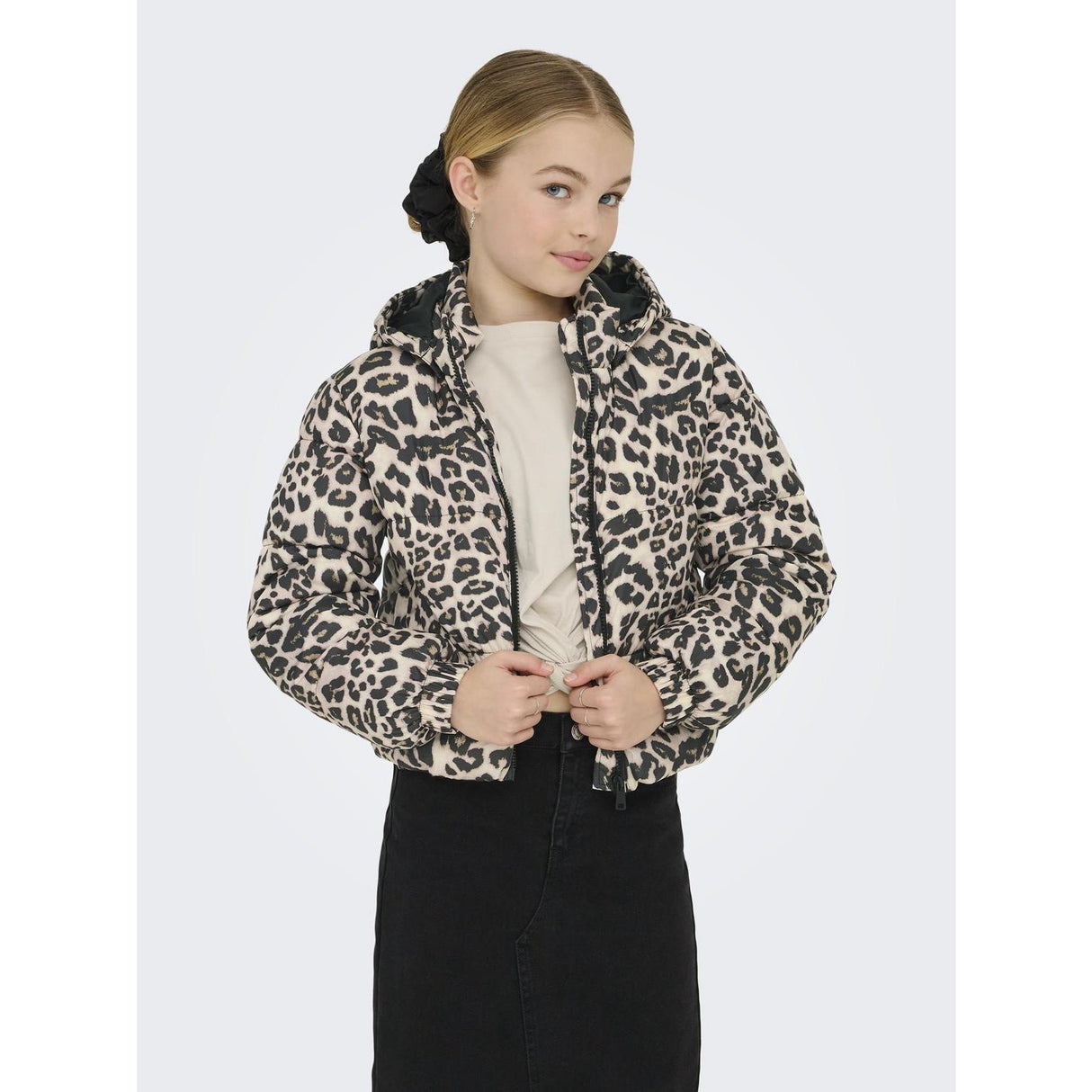 kids ONLY Silver Mink Leo Kogdalia Sht Puffer Aop Jakke Otw Noos