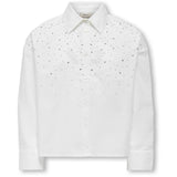 kids ONLY Bright White Rhinestones Koglina Stone Oversize L/S Skjorte Wvn