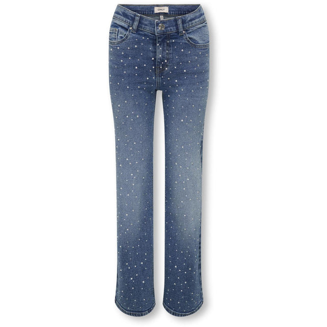 kids ONLY Medium Blue Denim Rhinestones Kogjuicy Rhs Wide Leg Dnm Cro557 Noos