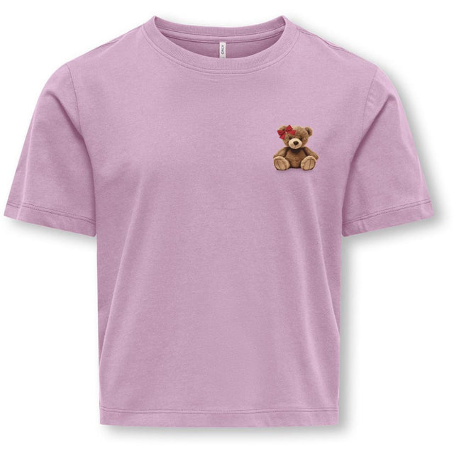 kids ONLY Mauve Orchid Teddy Bow Kogrex S/S Printed Top Jrs