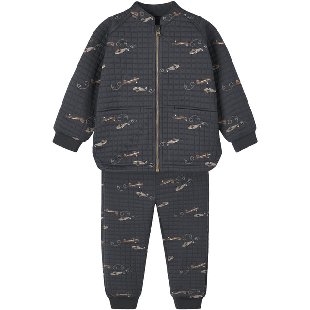 Name It Grey Pinstripe Nmmmoon Quilt Set Aop 1fo