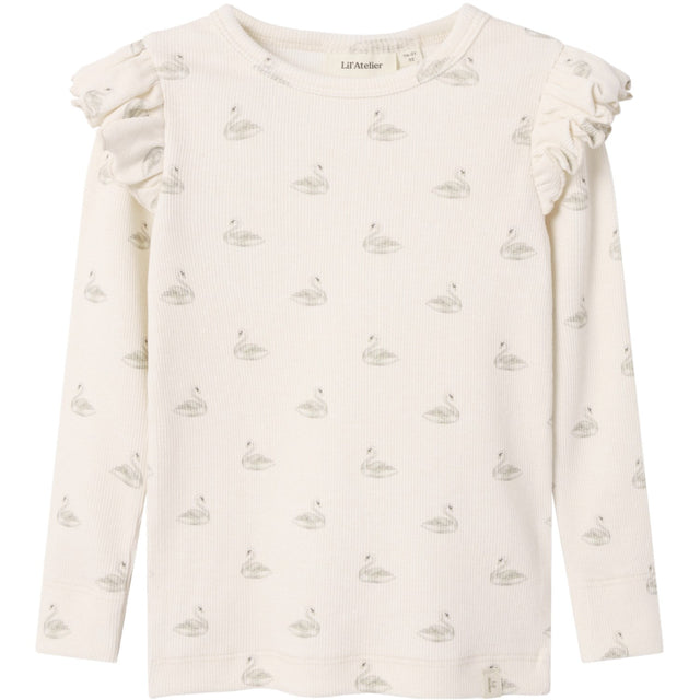 Lil'Atelier Pastel Parchment Swan Nmfgavo Eko Ls Slim Top Lil Noos